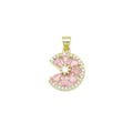 Pink Baguette CZ Lemon flower Charm Pendant, Sku#LK1086