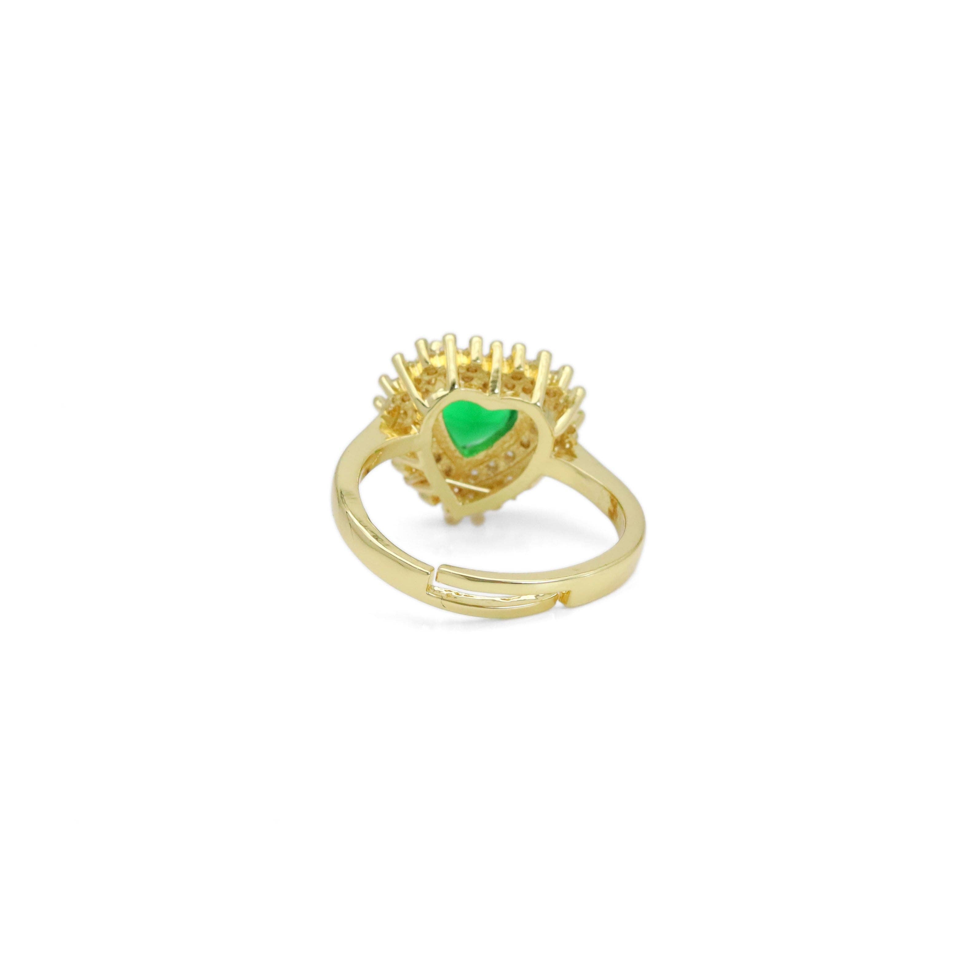 Clear Green Purple Pink Heart CZ Adjustable Ring, Sku#LX495