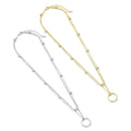 Gold Silver Satellite Chain Round Circle Pendant Layering Necklace, Sku#EF469