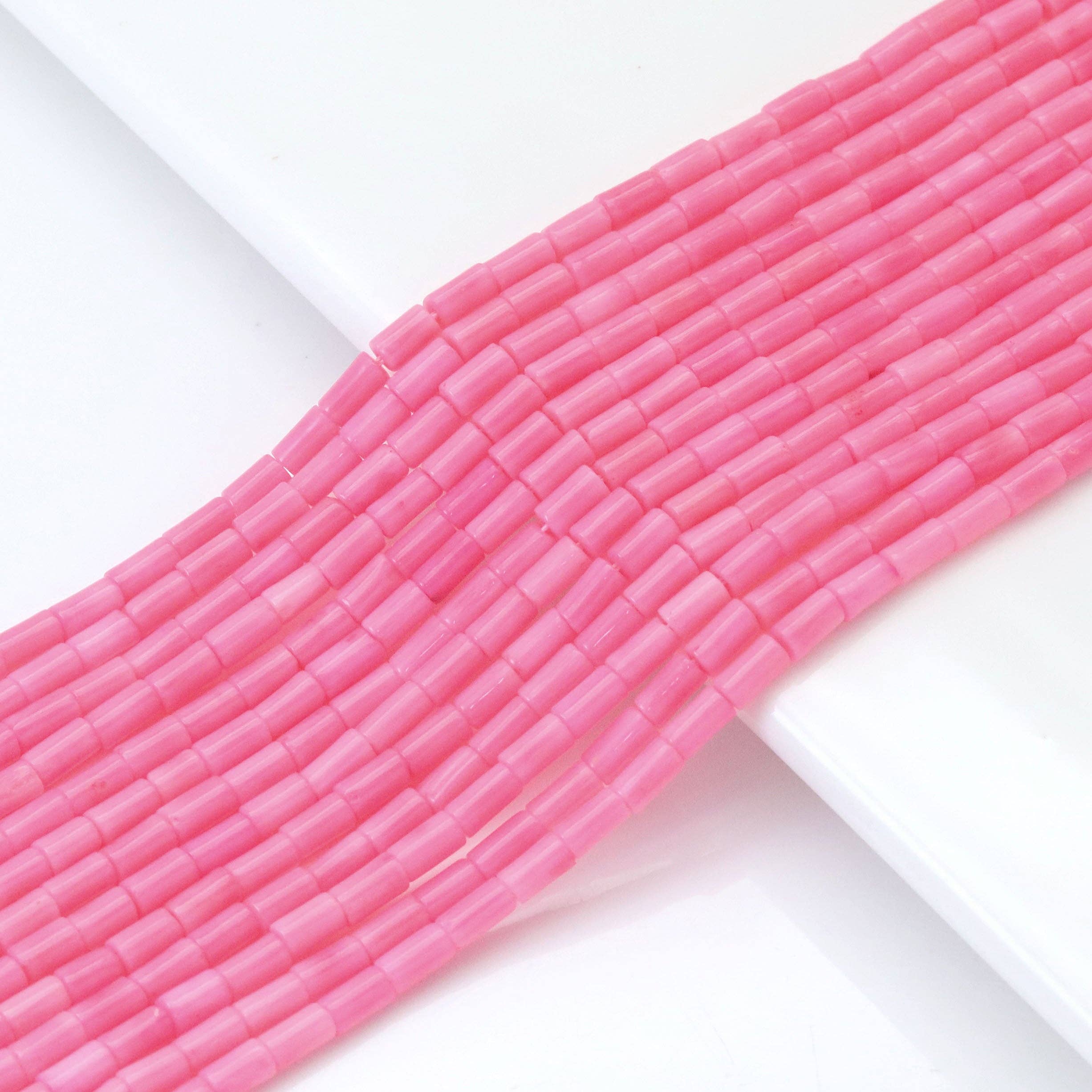 Pink Coral Smooth Tube Beads, Sku#U1835