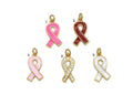 CZ Enamel Cancer Awareness Ribbon Pendant, Sku#LK603