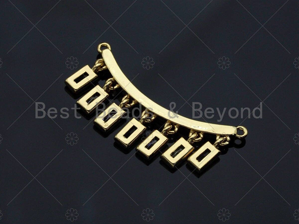 Rainbow CZ Round Rectangle Dangle Connector, CZ Micro Pave Pendant, Necklace Pendant, 13x36mm, sku#JL02