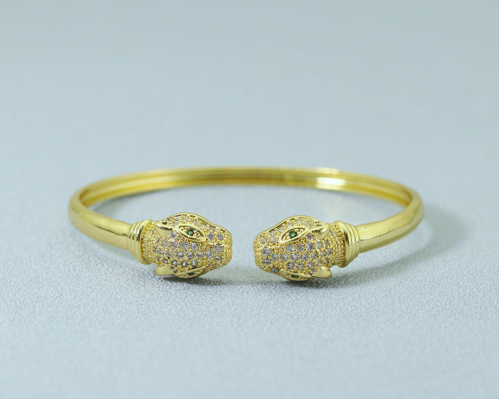 CZ Leopard Head Bangle Bracelet, Sku#LD220
