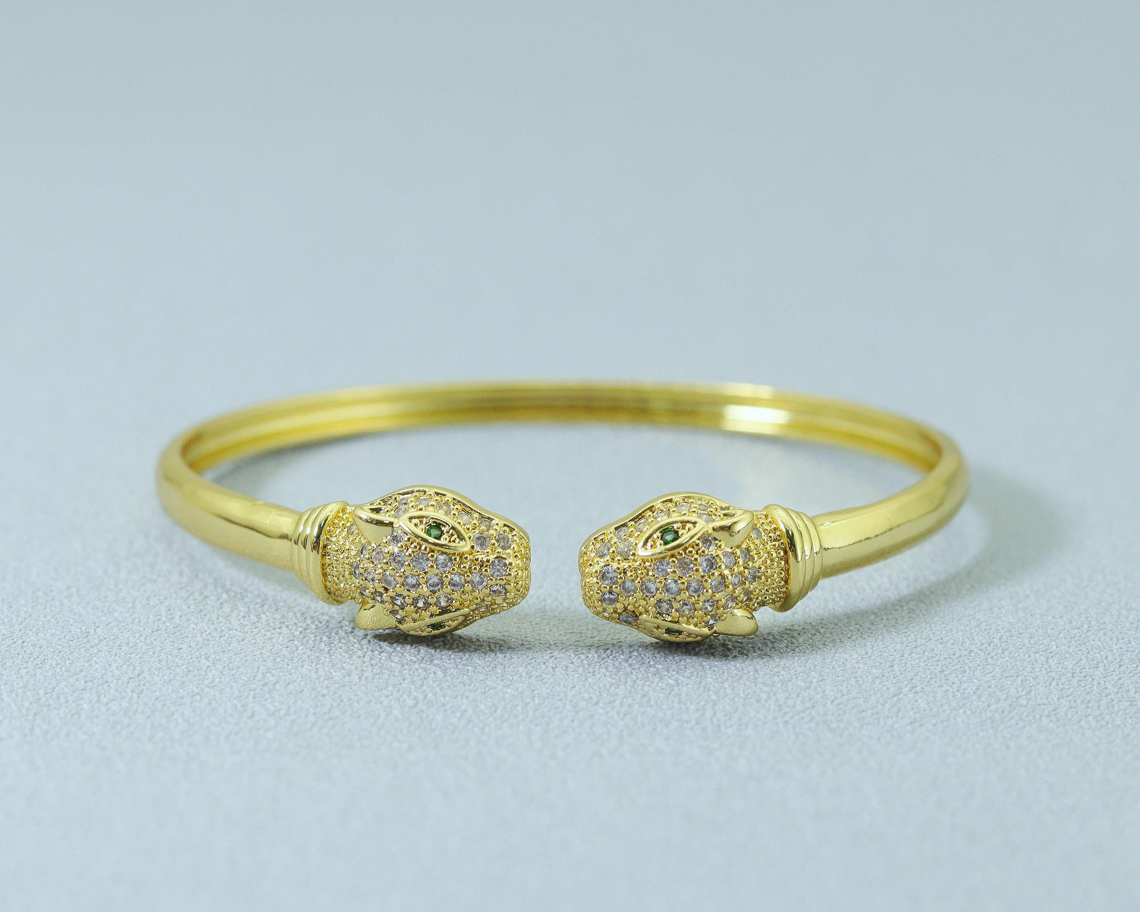 CZ Leopard Head Bangle Bracelet, Sku#LD220