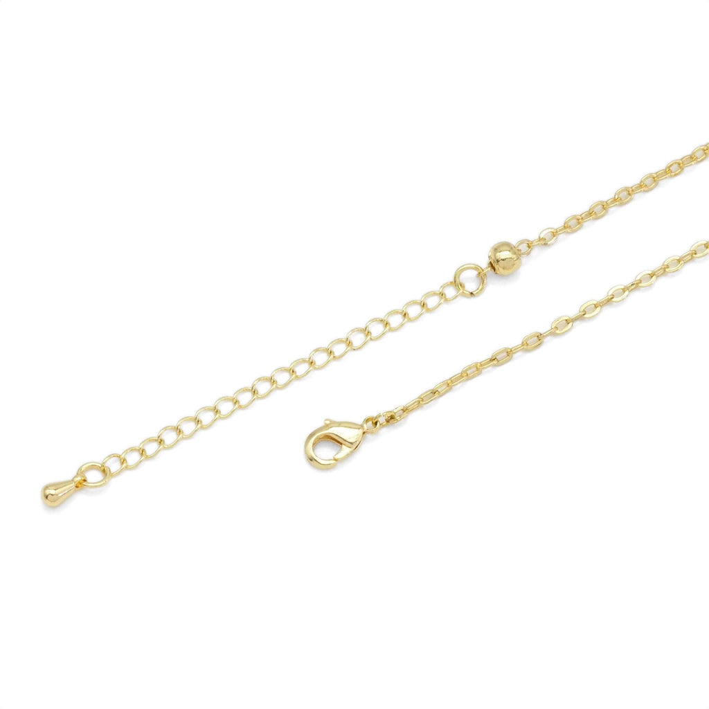 CZ Round Link Gold Silver Satellite Ball Adjustable Necklace, Sku#EF460