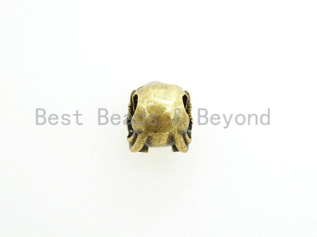 Antique Style Skull Bead, Paracord Survival Bracelet Beads,Keychain Lanyard Making Beads,Men's Jewelry Findings,9x9x10mm,sku#Y113