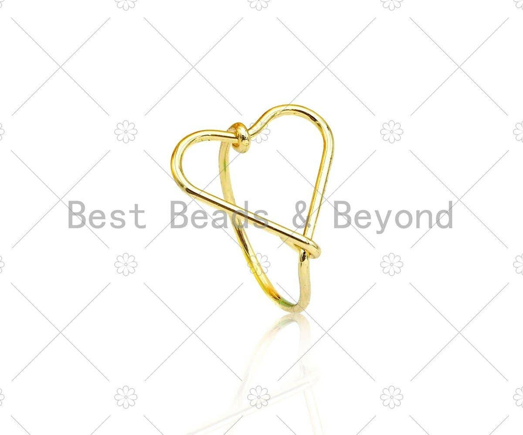 Gold  Heart Frame Adjustable Ring, Sku#261