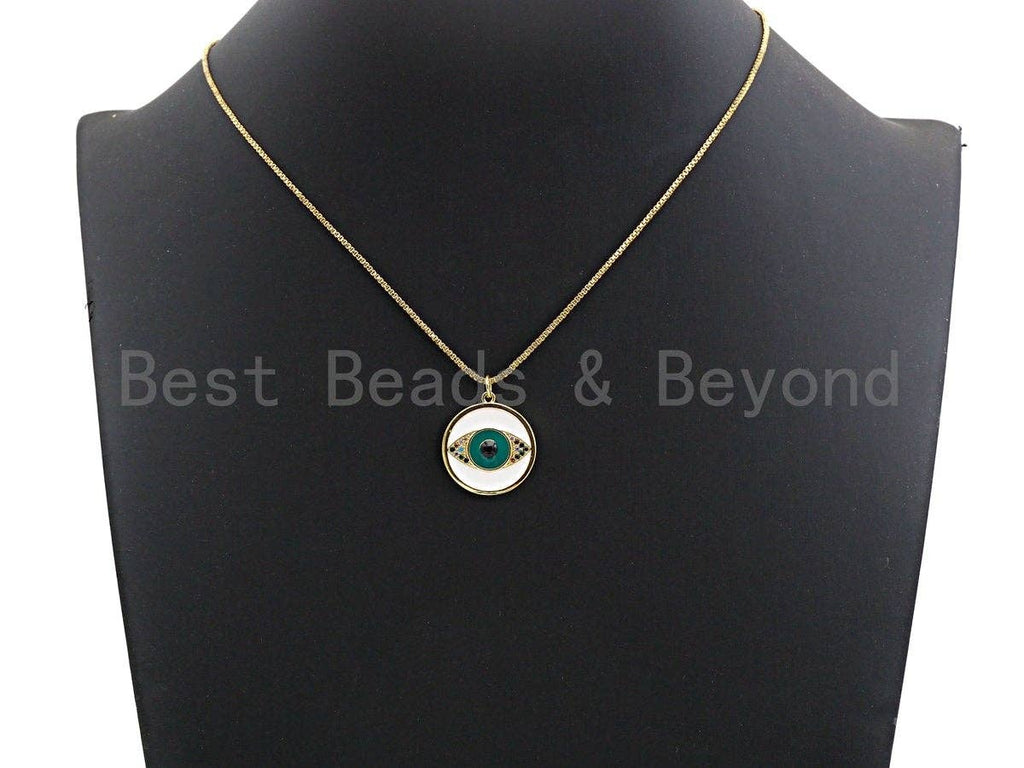 Enamel Evil Eye On Round Coin Pendant,Colorful CZ Micro Pave Oil Drop pendant,Enamel pendant,Enamel Jewelry,21x23mm,sku#Z637