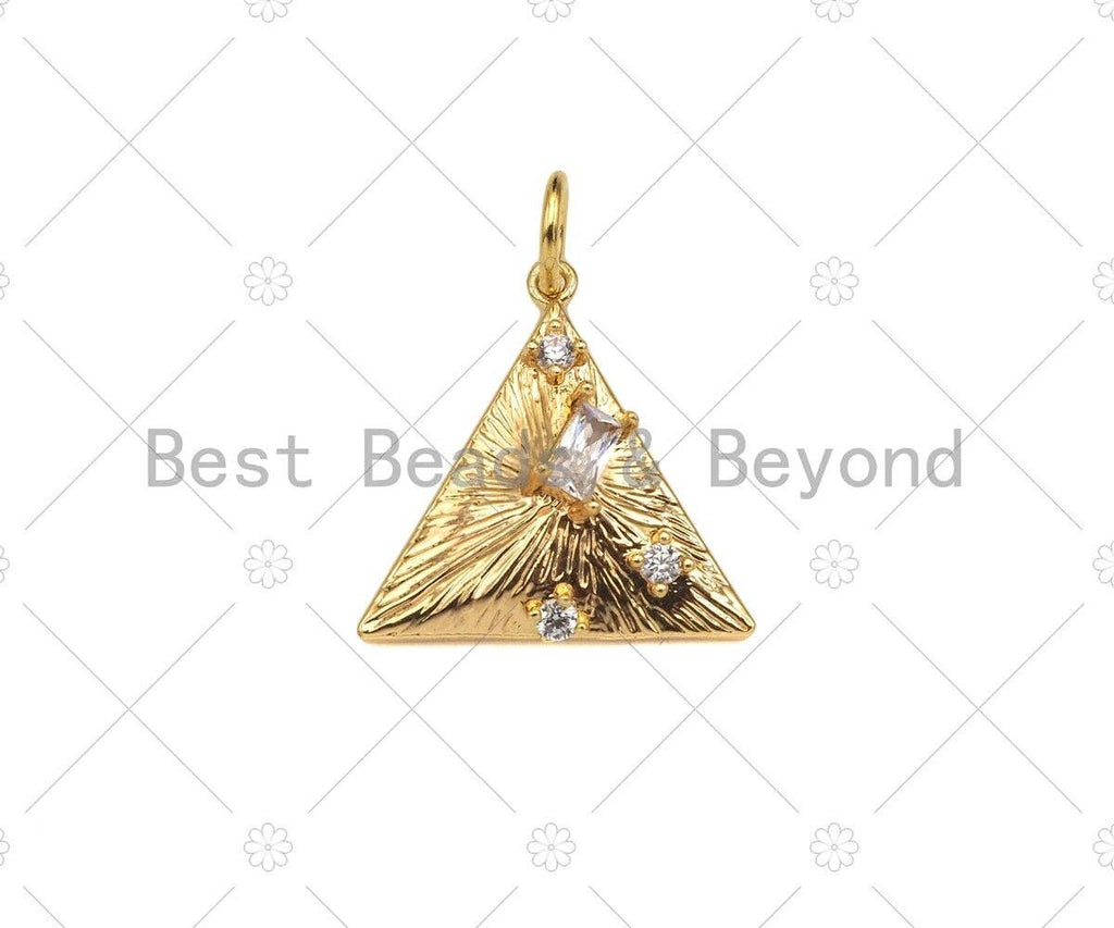 Baguette CZ Micro Pave Pyramid Shape Pendant/Charm, 14K Gold Filled Charm, Necklace Bracelet Charm Pendant,16x16mm,Sku#ZX30