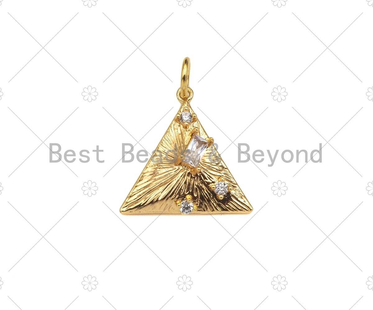 Baguette CZ Micro Pave Pyramid Shape Pendant/Charm, 14K Gold Filled Charm, Necklace Bracelet Charm Pendant,16x16mm,Sku#ZX30