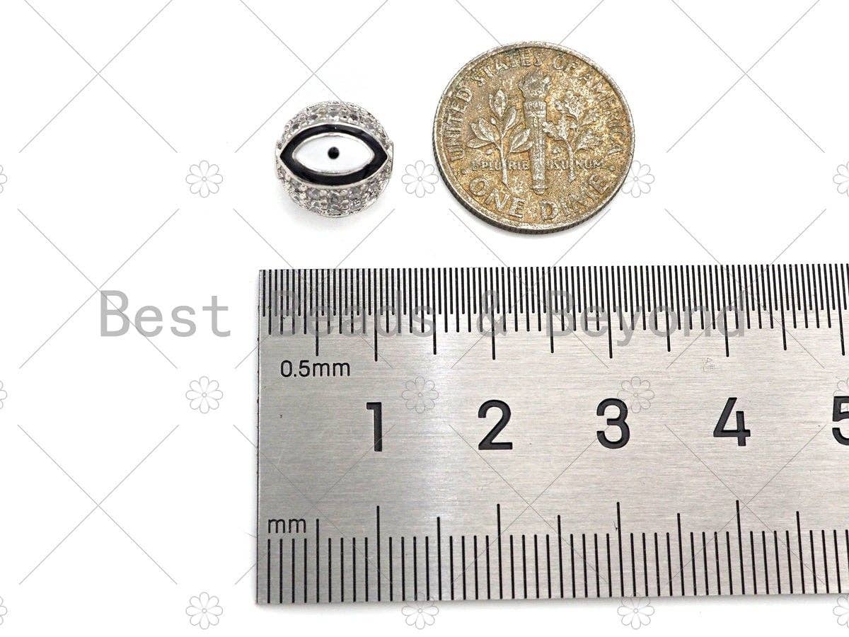SLIVER CZ Pave Evil Eye Pave ball Spacer beads,  Enamel Evil Eye Round Pave Ball,Cubic Zirconia Spacer Beads, 8mm/10mm,sku#ML27