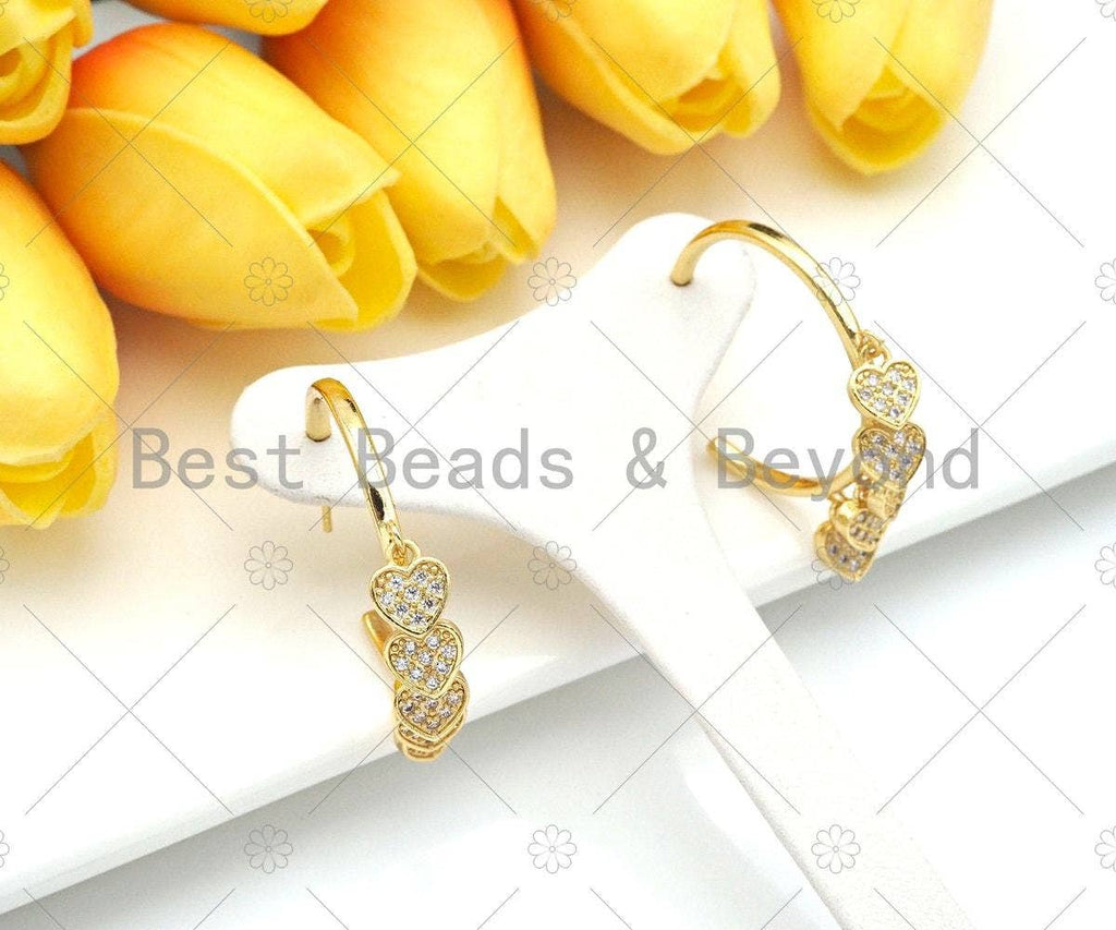 CZ Heart Hoop Earrings, Sku#LD83