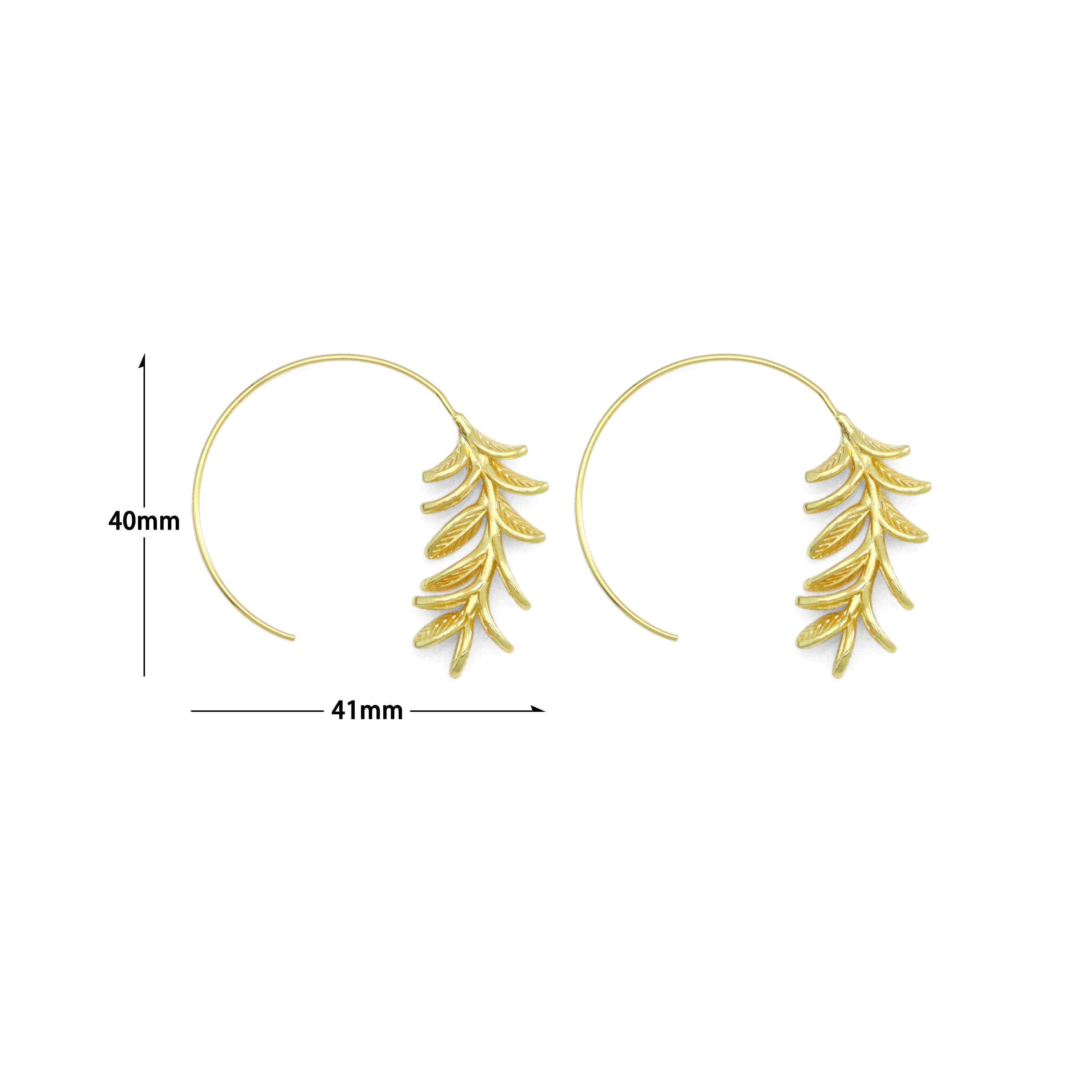Gold Silver Wheart flower Leaf Shape Hoop Earrings, Sku#L740