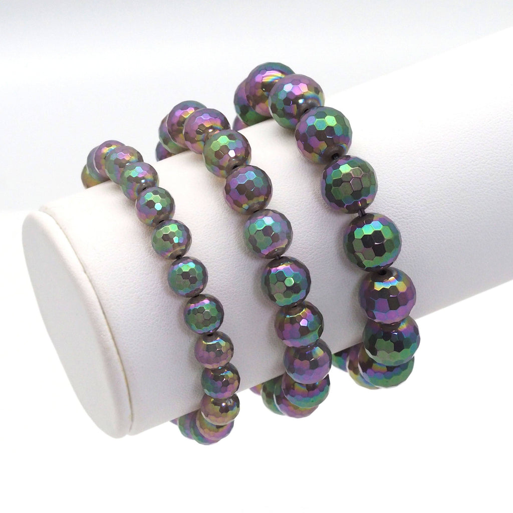 AB Mystic Gray Agate Stretchy Bracelet, Sku#EF382