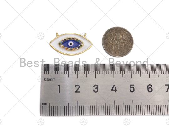 CZ Enamel Evil Eye Charm, Sku#L534