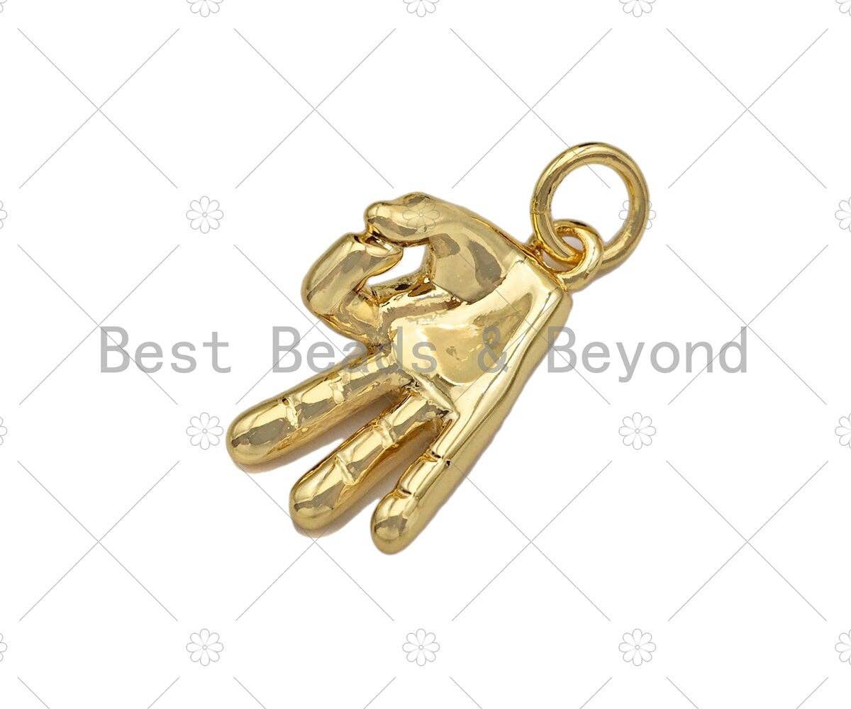 High Polished OK Hand Gesture Shape Pendant/Charm,Cubic Zirconia Charm, Necklace Bracelet Charm Pendant,10x16mm, Sku#L418