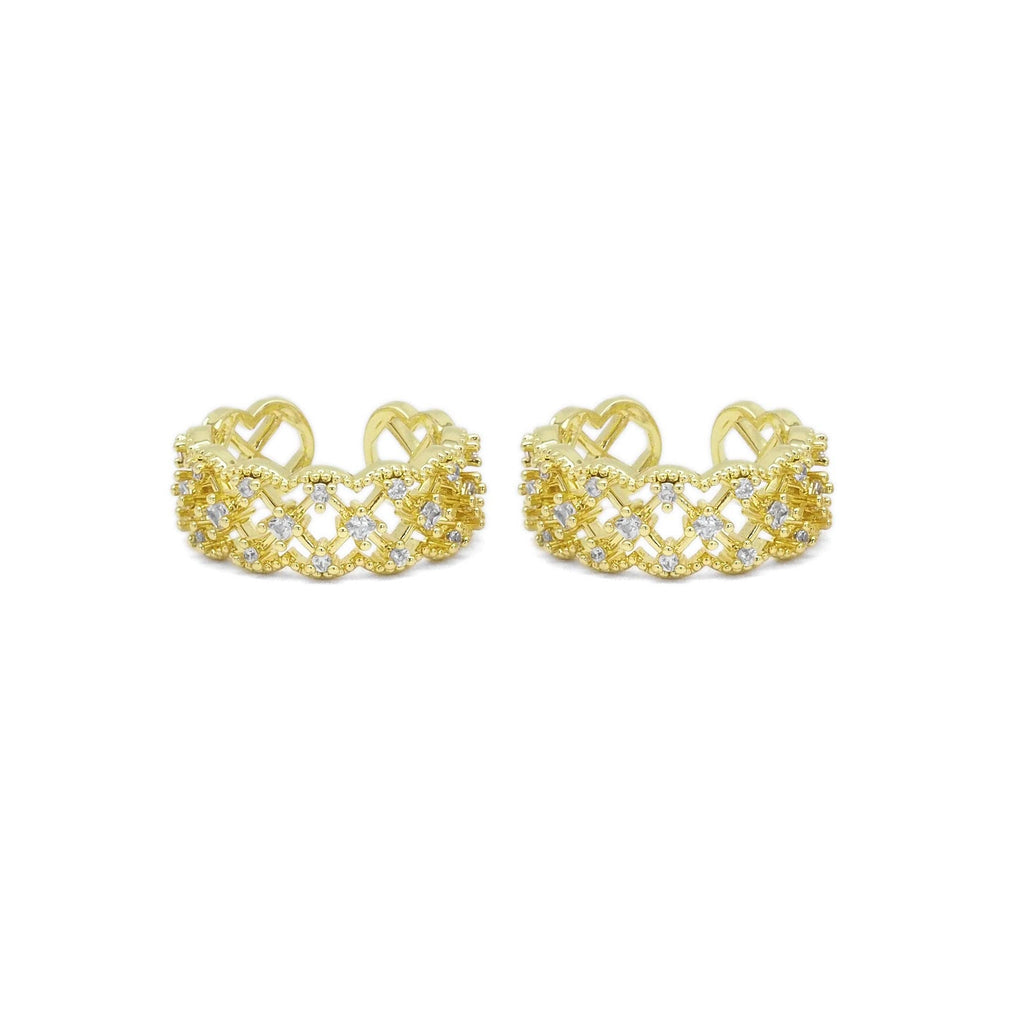 Gold CLear CZ Filligree Adjustable Ring, Sku#LD444