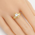 CZ Gold Diamond Angel Wing Heart Ring, Sku#Y899