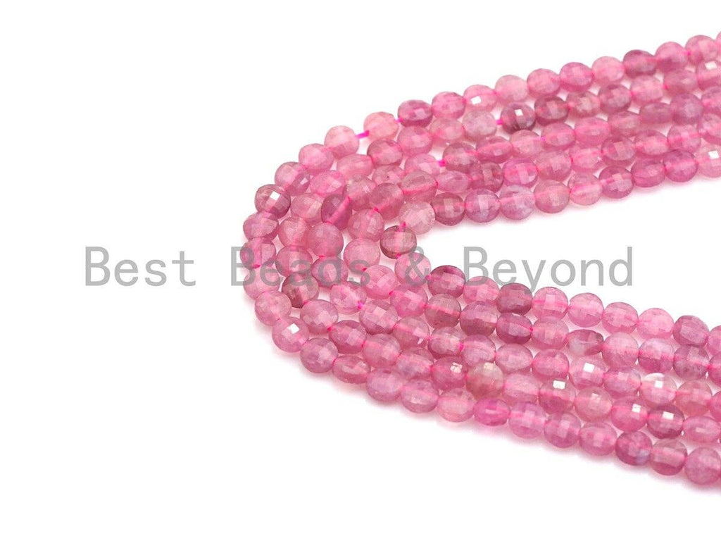 High Quality Natural Pink Tourmaline Checkerboard Cut Beads, 4mm Turtle Shell cut Tiny Tourmaline Beads, 16 Full strand, sku# U793