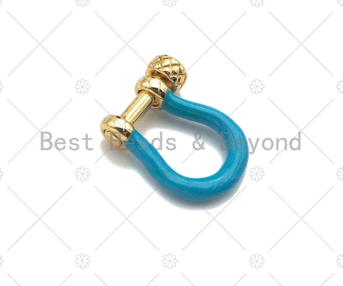 Enamel U Shape clasp, Enamel Buckle Clasp, White/Black/Royal Blue/Red/Pink Screw Clasp, Buckle Clasp, 14x18mm, Sku#K176