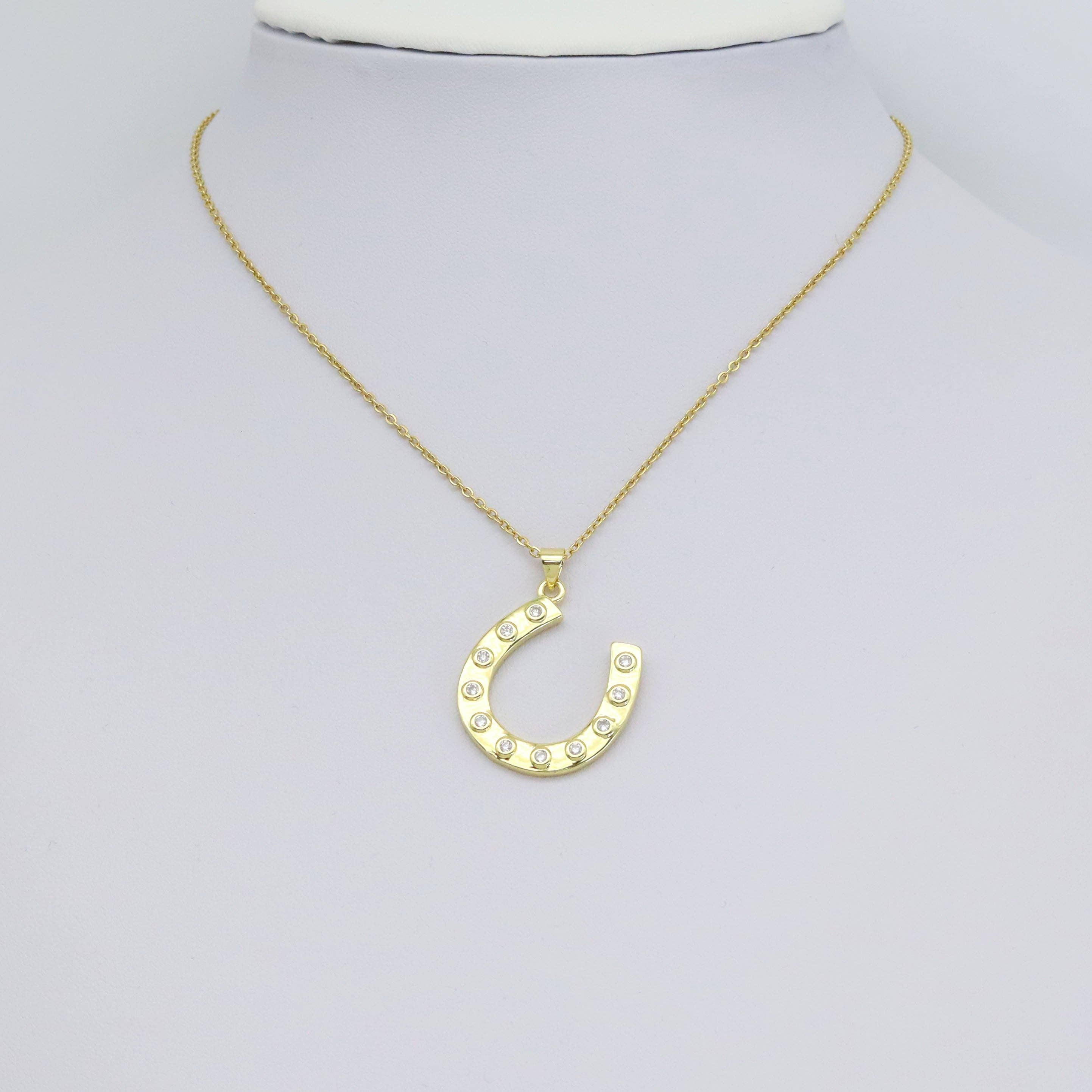 CZ Large Horseshoe U Shape Charm, Sku#LK910