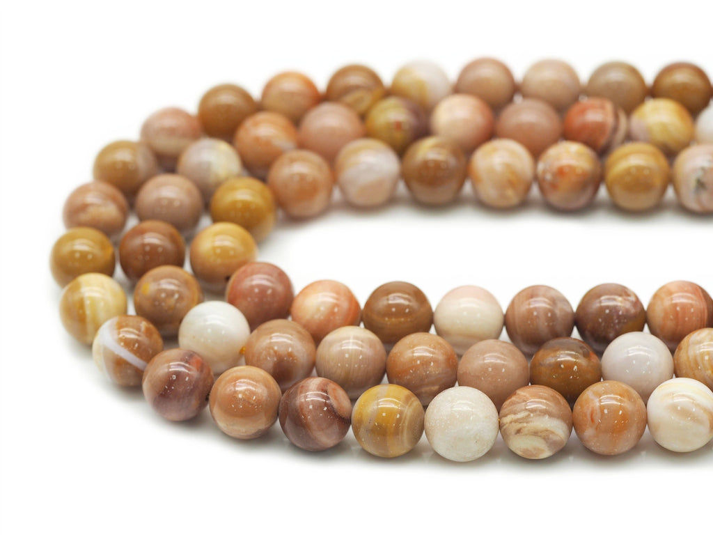 Natural Round Smooth Wood Agate Beads, Sku#U1312