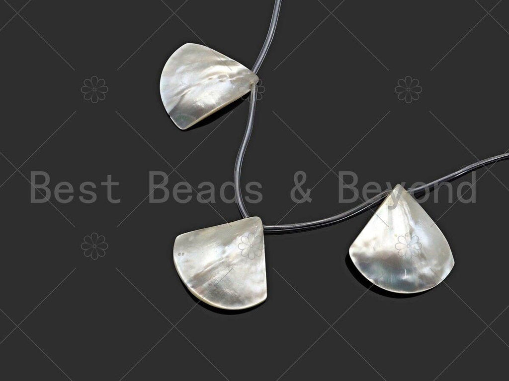 High Quality Fan Shaped White Mother of Pearl Beads, 18x18mm/24x24mm Genuine White Shell, MOP Shell,15'' Full Strand,SKU#T157