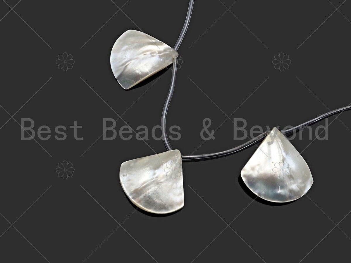 High Quality Fan Shaped White Mother of Pearl Beads, 18x18mm/24x24mm Genuine White Shell, MOP Shell,15'' Full Strand,SKU#T157
