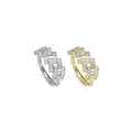 Gold Silver Baguette CZ Gold Link Adjustable Ring, Sku#A145