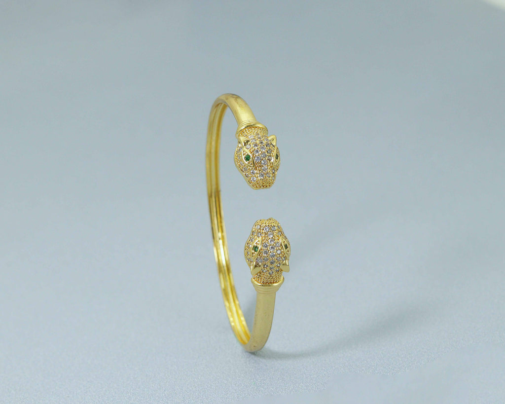 CZ Leopard Head Bangle Bracelet, Sku#LD220