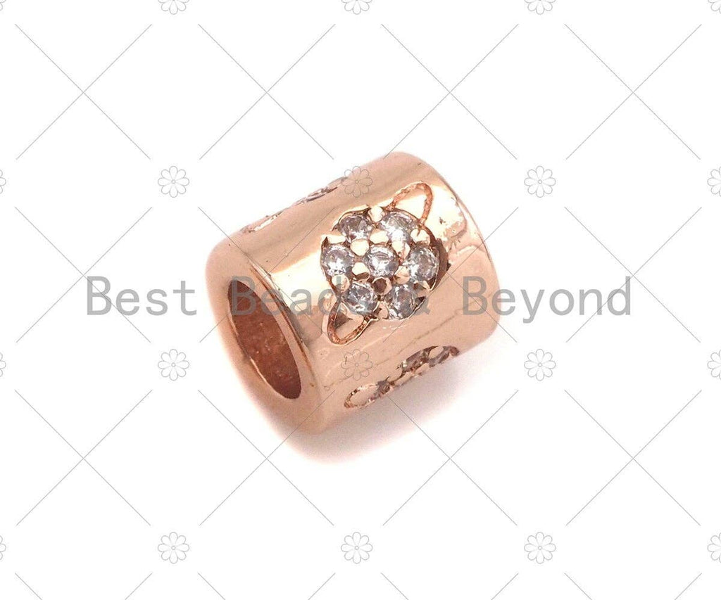 CZ Pave planet on Large hole tube spacer beads, sku#C120