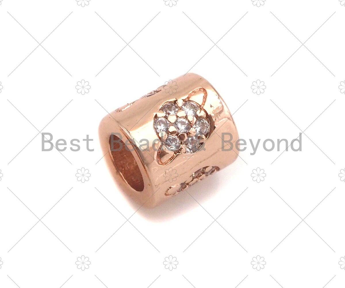 CZ Pave planet on Large hole tube spacer beads, sku#C120