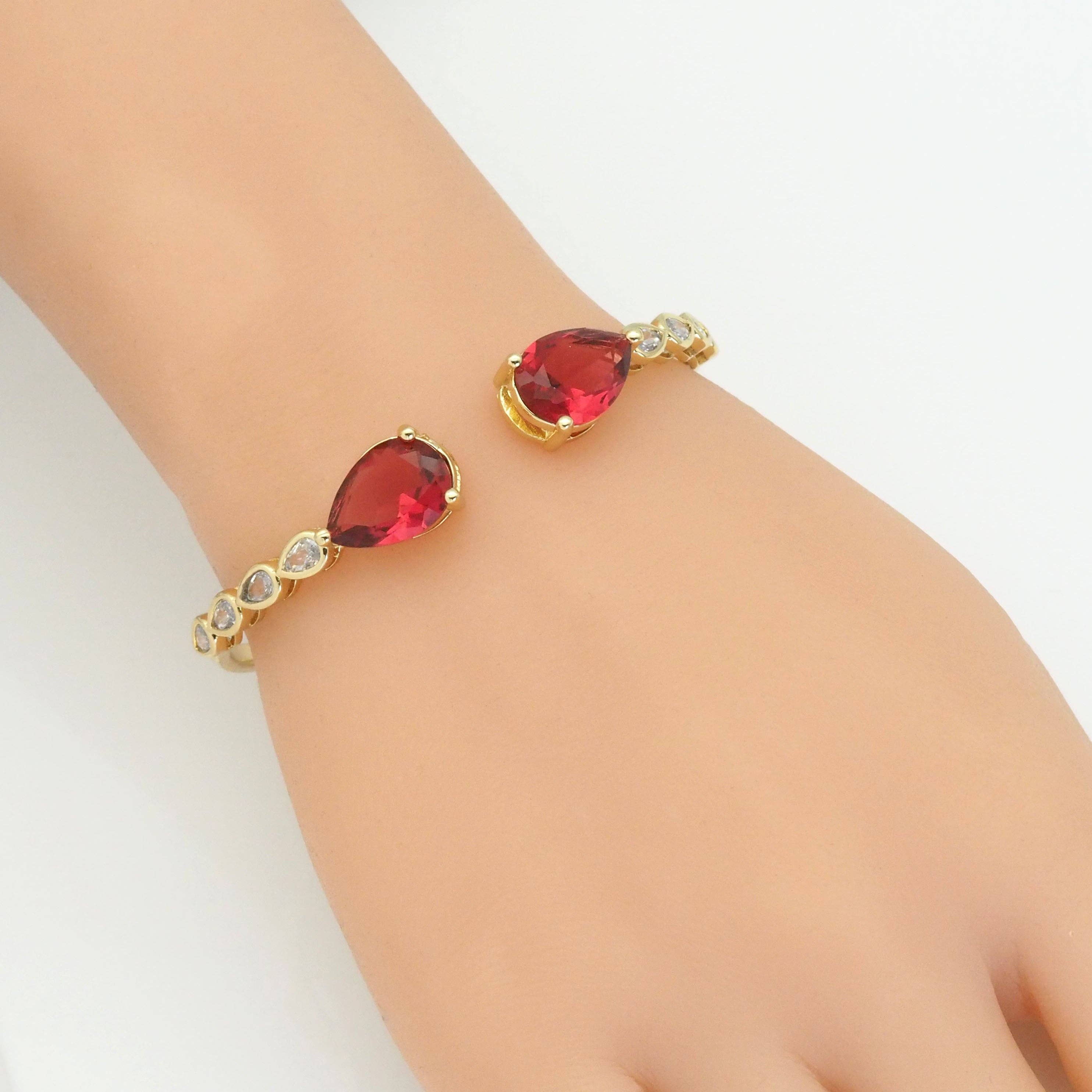 Colorful Teardrop Crystal Gold Adjustable Bracelet, Sku#LX284