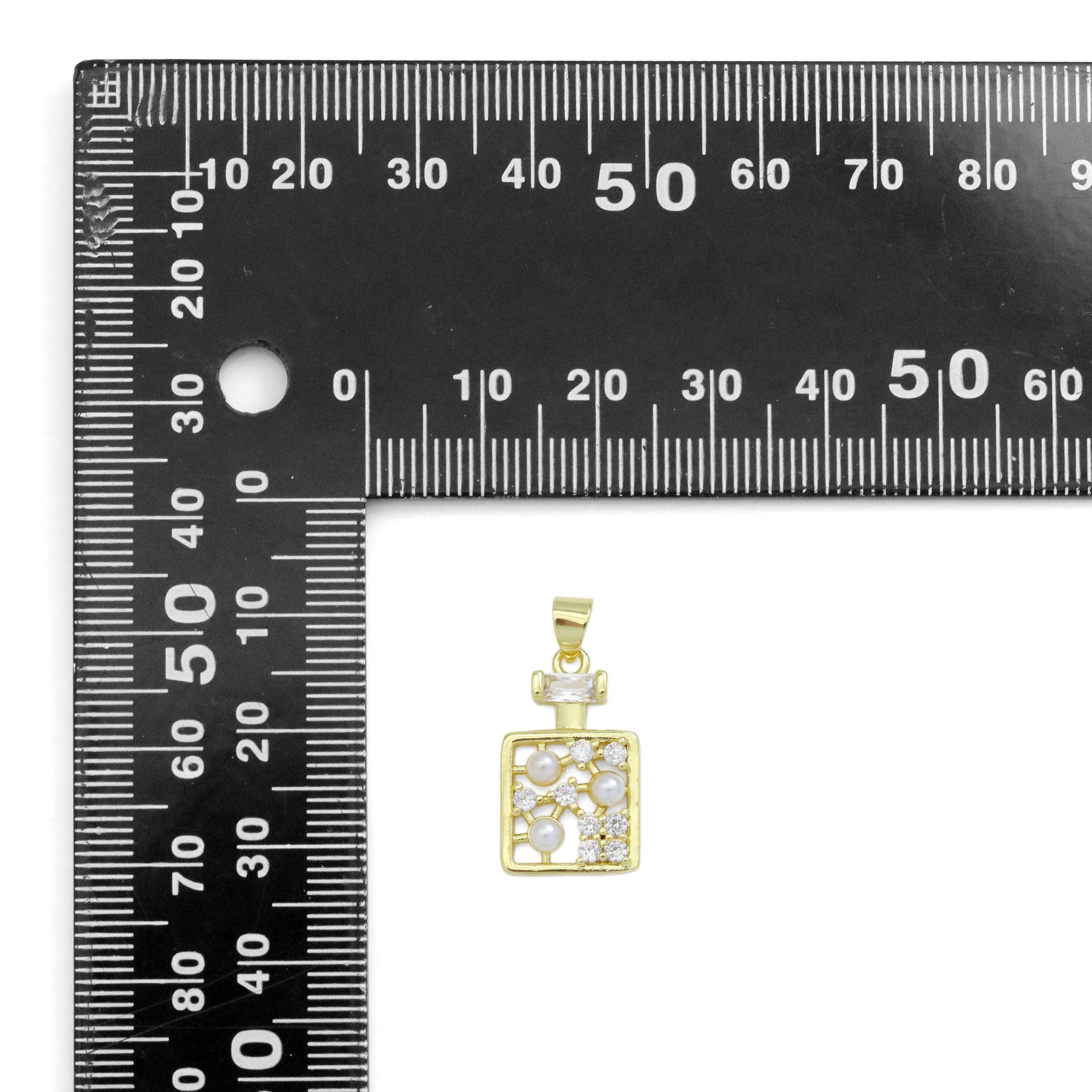 CZ  White Pearl On Square TAG Charm, Sku#LK924