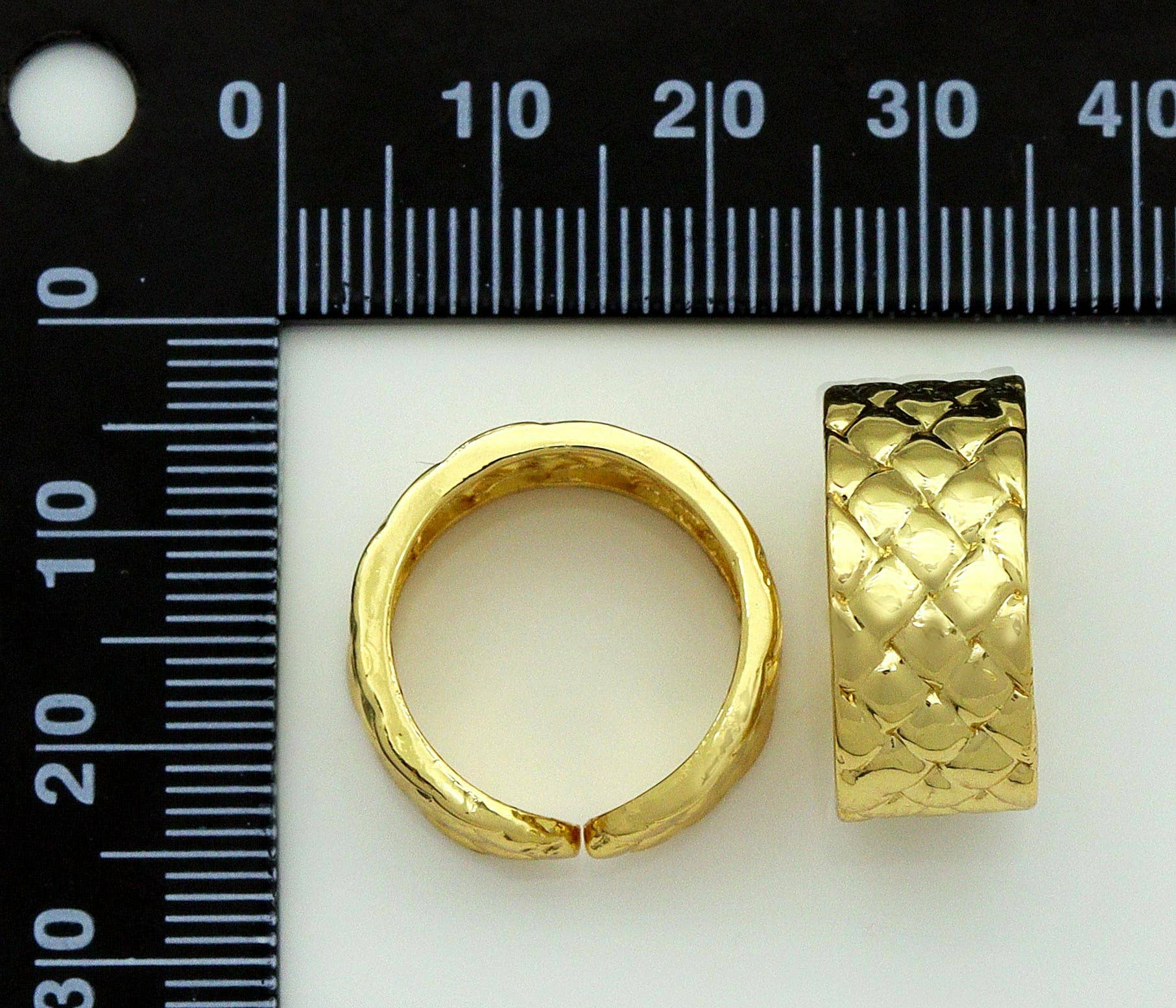 Gold Argyle Band Adjustable Ring, Sku#LD268