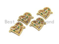Colorful Baguette CZ Micro Pave Heart Shape Connector/Link, Cz Pave Bracelet Necklace Connector in Gold Finish,21x23mm,sku#M242
