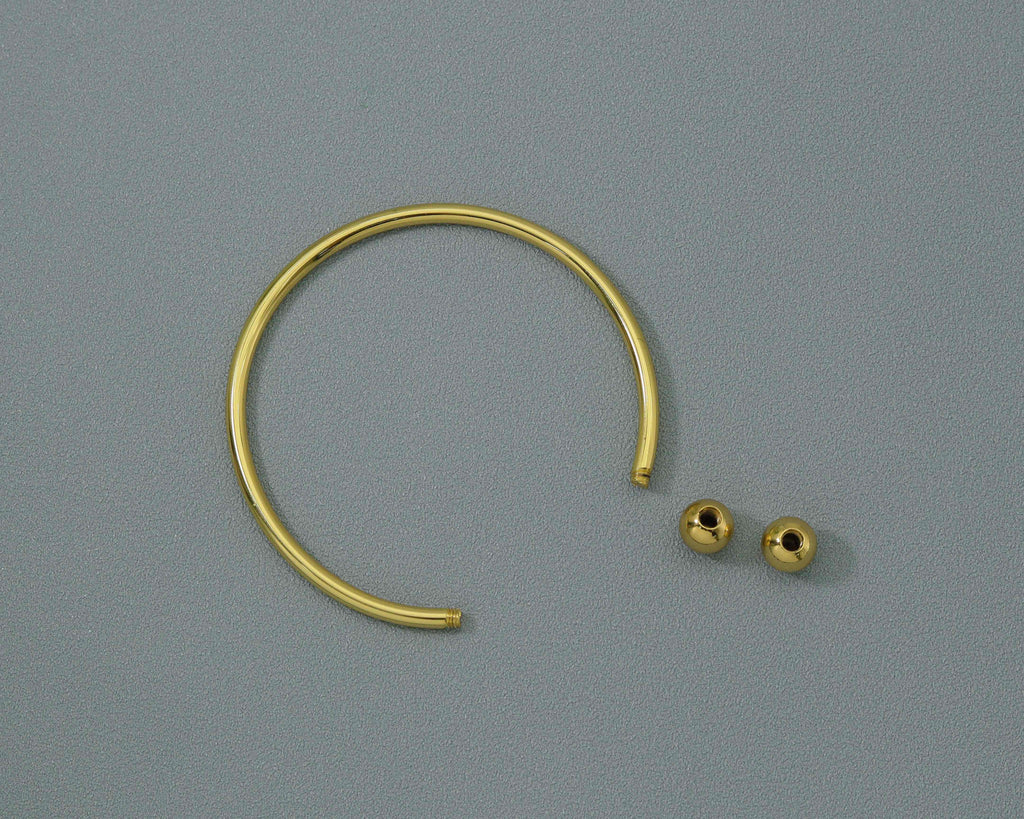 Gold Cuff Bangle bracelets with ball end, Sku#X292