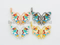 NEW Enamel Colorful Butterfly Pendant,CZ Micro Pave Oil Drop Butterfly pendant,Enamel pendant,Enamel Jewelry,29x44mm,sku#F587