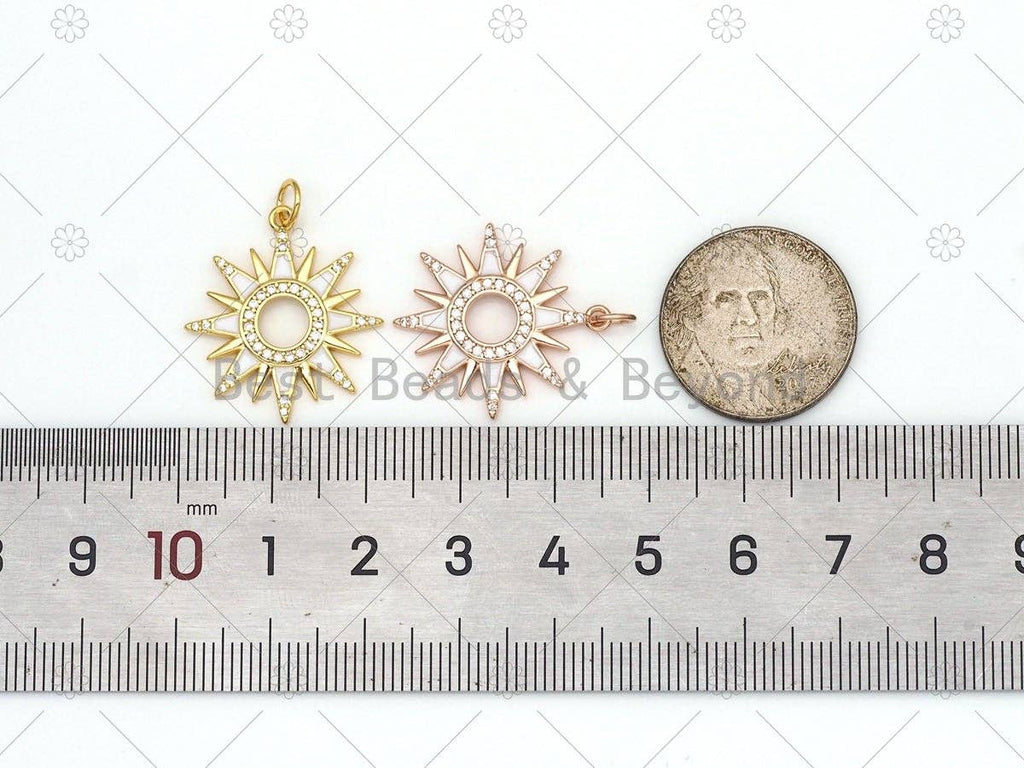 CZ  Enamel Sunburst Charm, 21x23mm,Sku#Y534