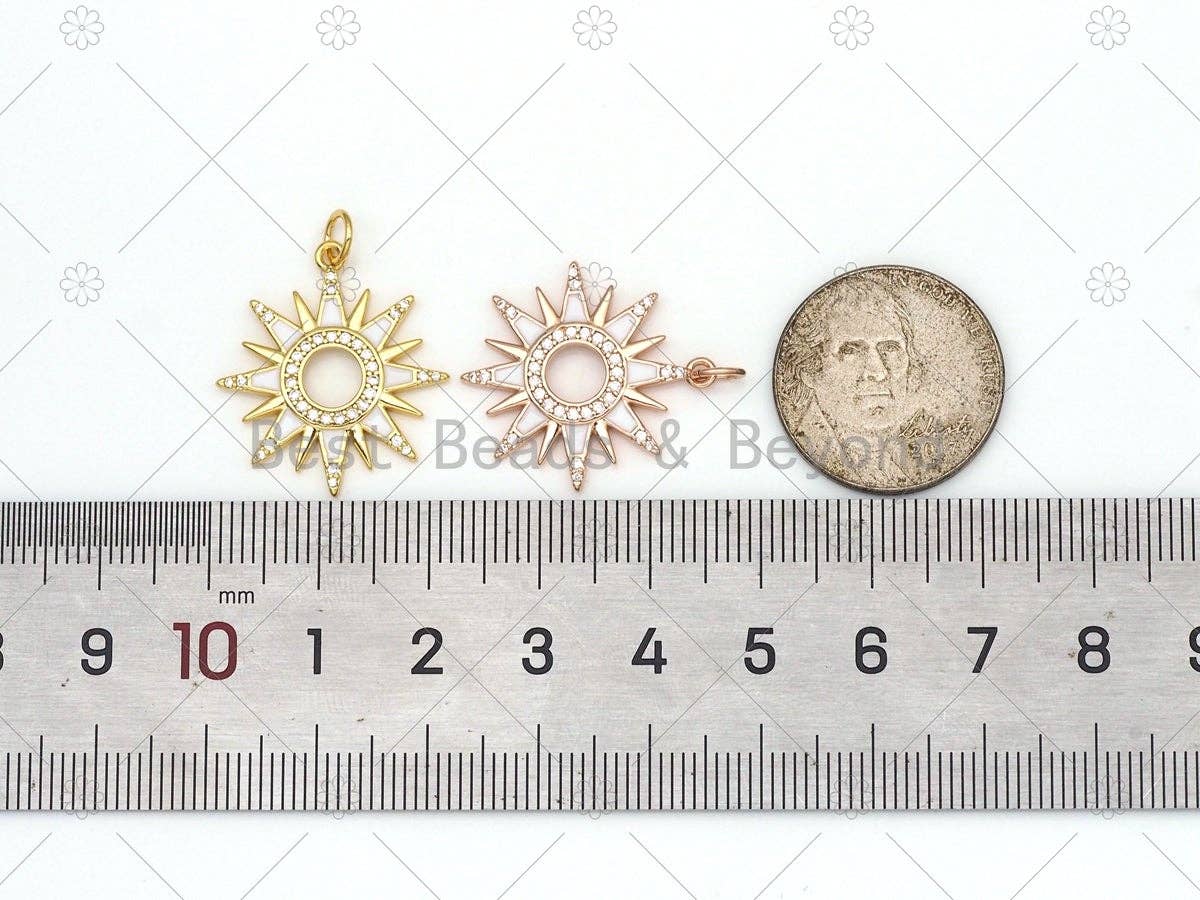 CZ  Enamel Sunburst Charm, 21x23mm,Sku#Y534