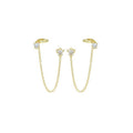 Heart Diamond CZ Gold Chain Link Earrings, Sku#LX726