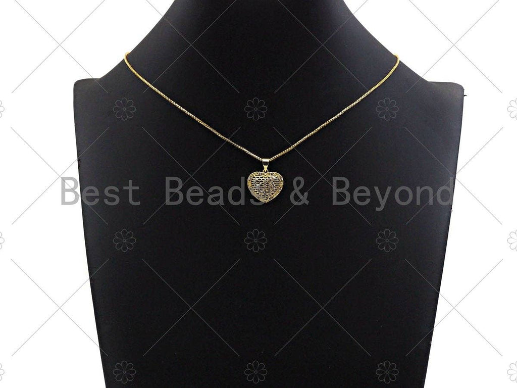 CZ Micro Pave Filigree Heart Shape Pendant, Gold Plated Yoga Sign, Necklace Bracelet Charm Pendant, 18x17mm,sku#F1234