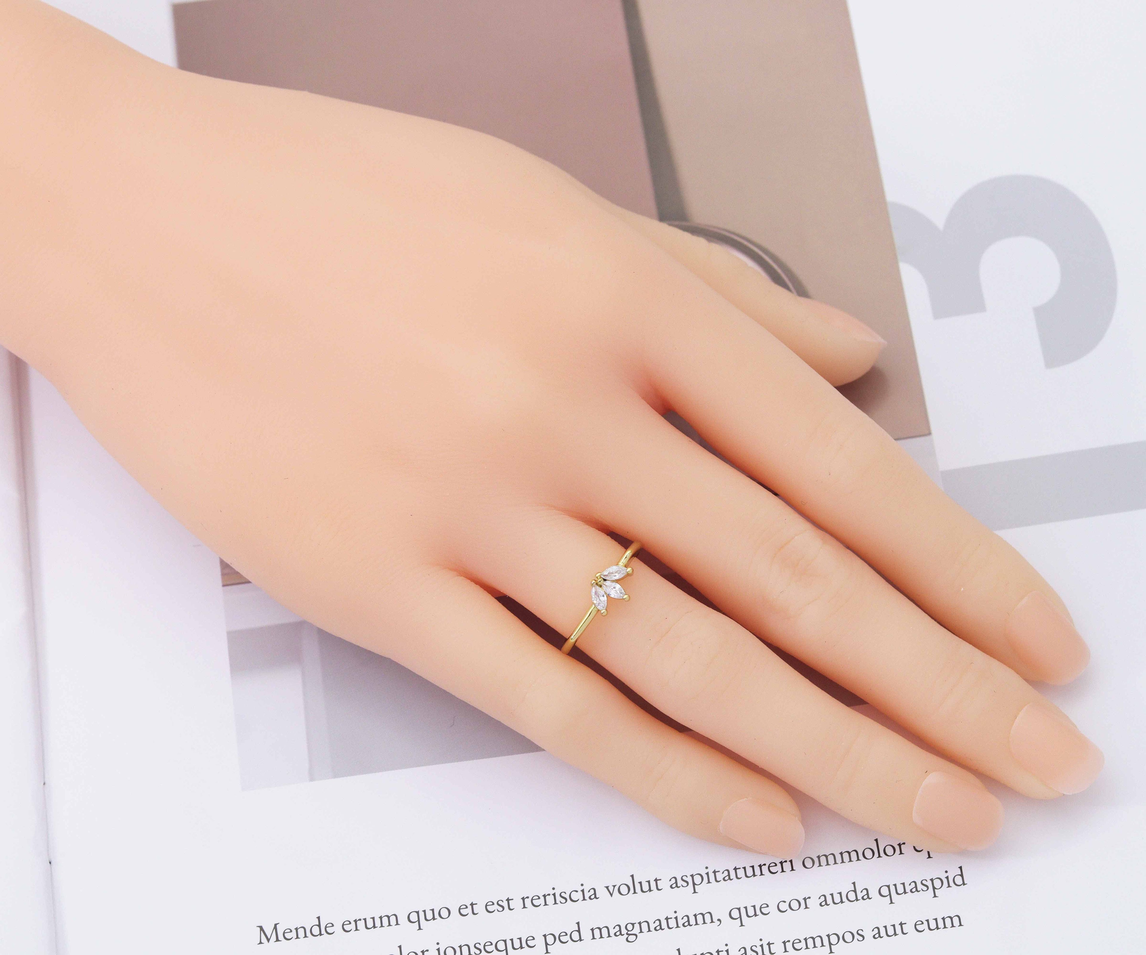 CZ Flower Adjustable Ring, Sku#O102