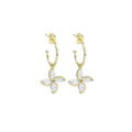 Crystal Flower Hoop Earrings, Sku#EF464