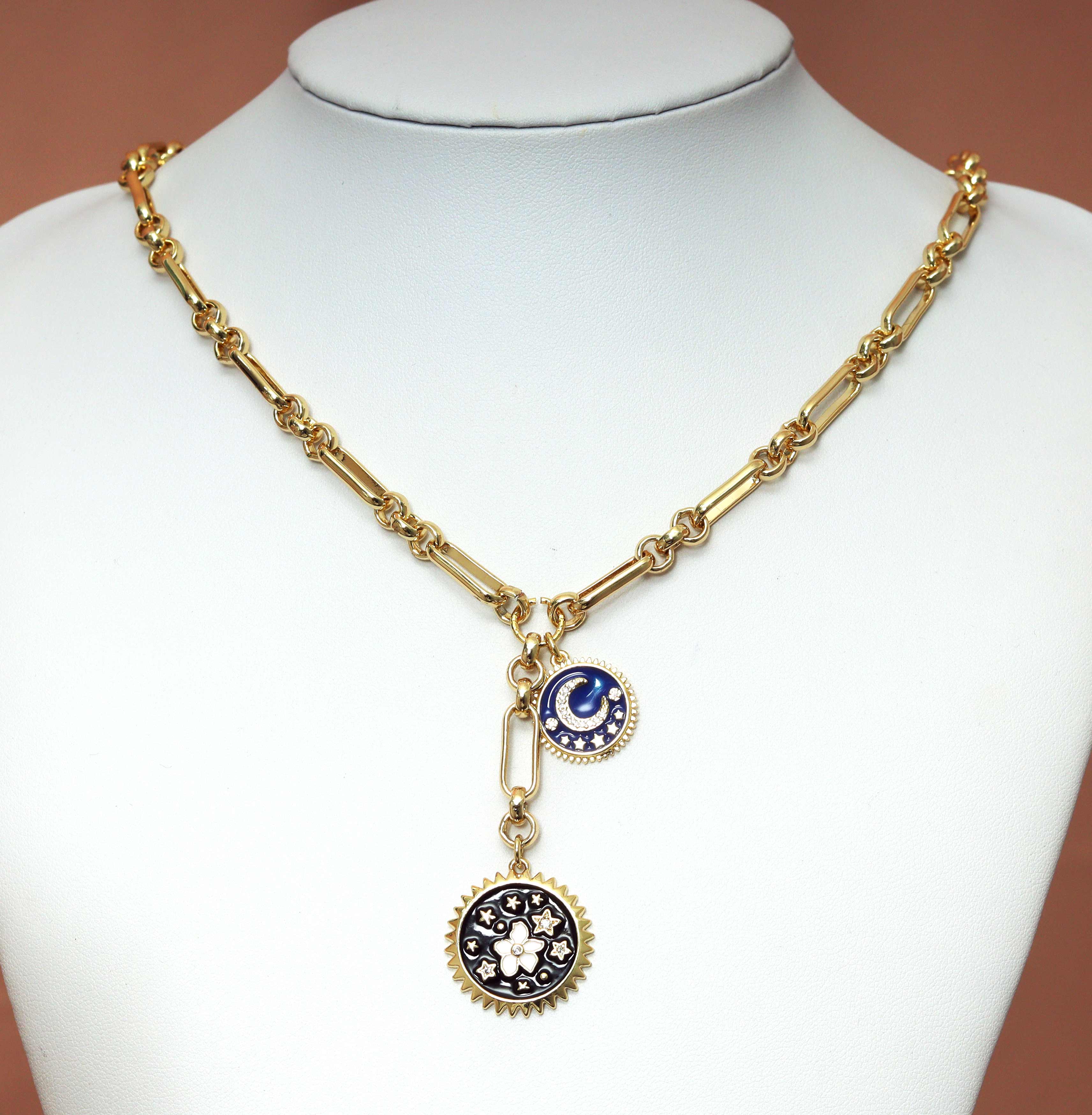 Custom Mixed paperclip Coin Drop Necklace, sku#CL14-3