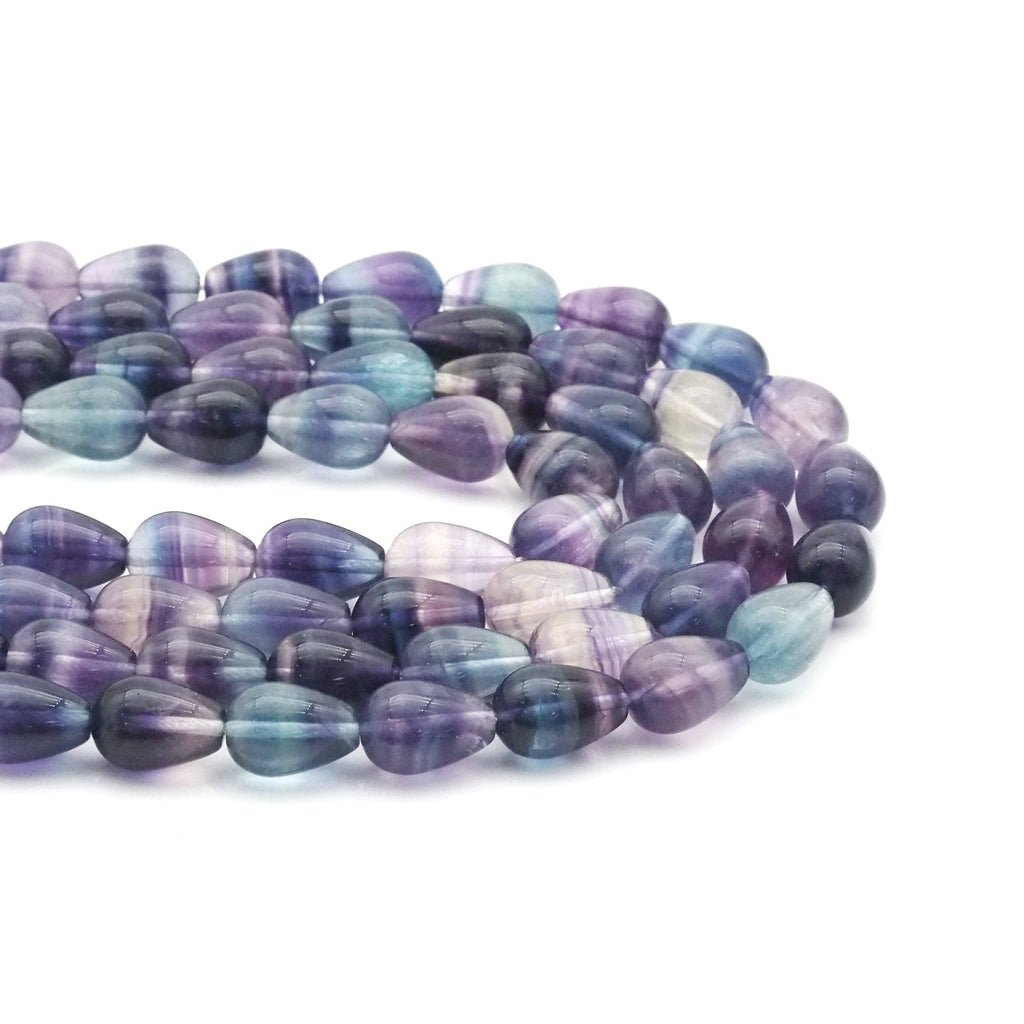 Genuine Fluorite Smooth Teardrop Beads, 10x13mm, Sku#U1569