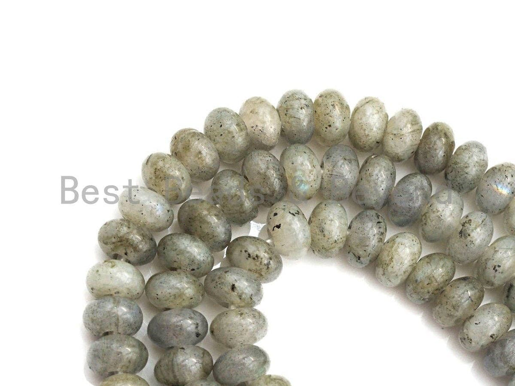 2mm Large Hole Natural Labradorite Beads, Rondelle Smooth 6x10mm/5x8mm, 8" Long Strands, sku#U721