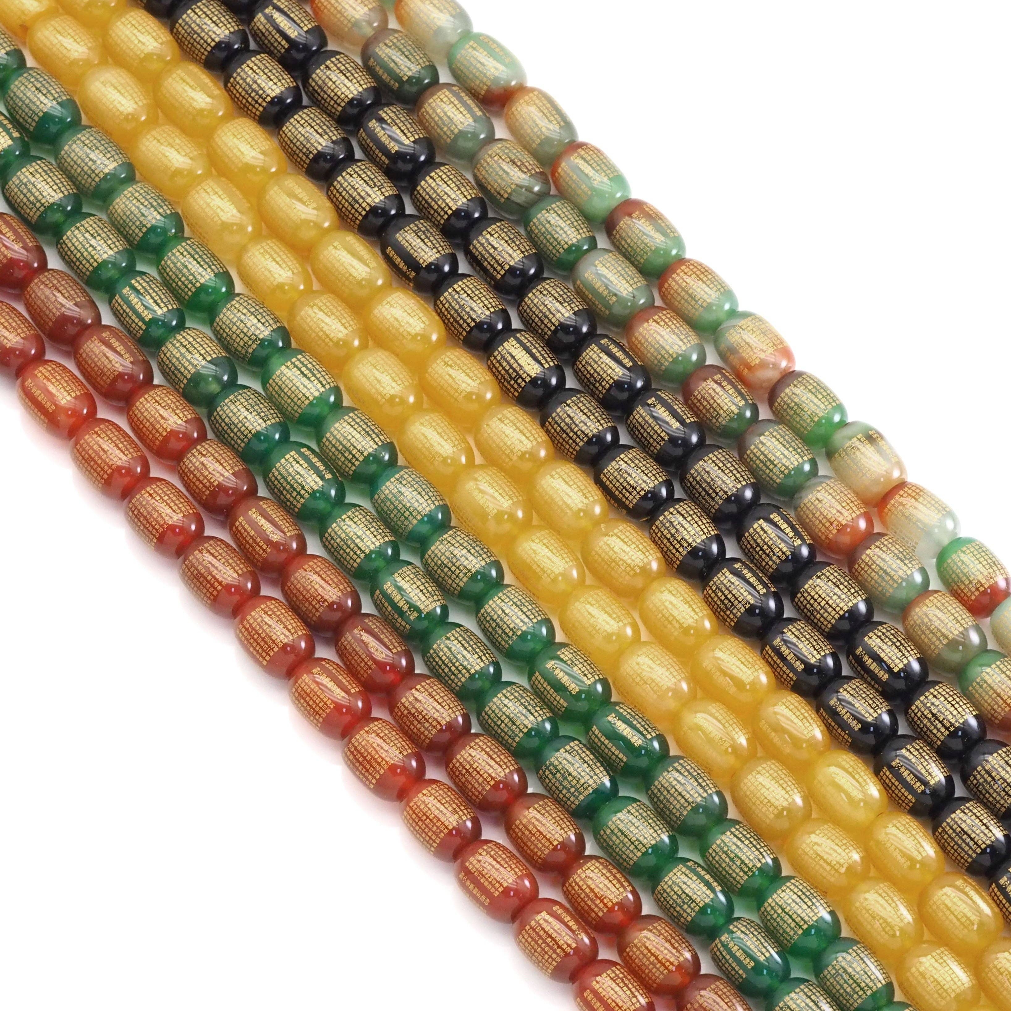 Barrel Agate Beads with Golden Lines, Sku# U1747