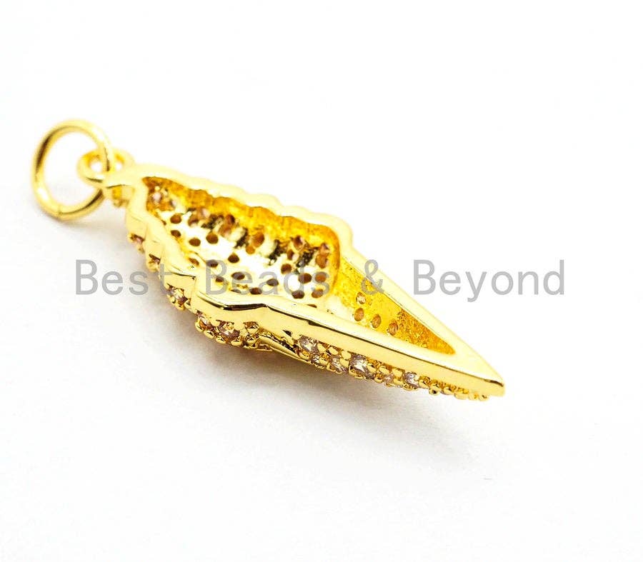 CZ Micro Pave Ice Cream Charm, Cubic Zirconia Pave Ice cream Pendant Charm, Gold/Rose Gold/Silver, Summer Findings Jewelry, 9x26mm,sku#Y140