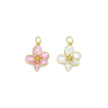 White Pink Mother of Pearl Flower Charm Pendant, Sku#LK1060